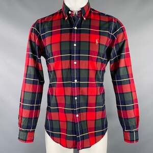 RALPH LAUREN Size S Red Blue Green Plaid Woven Button Down Long Sleeve Shirt
